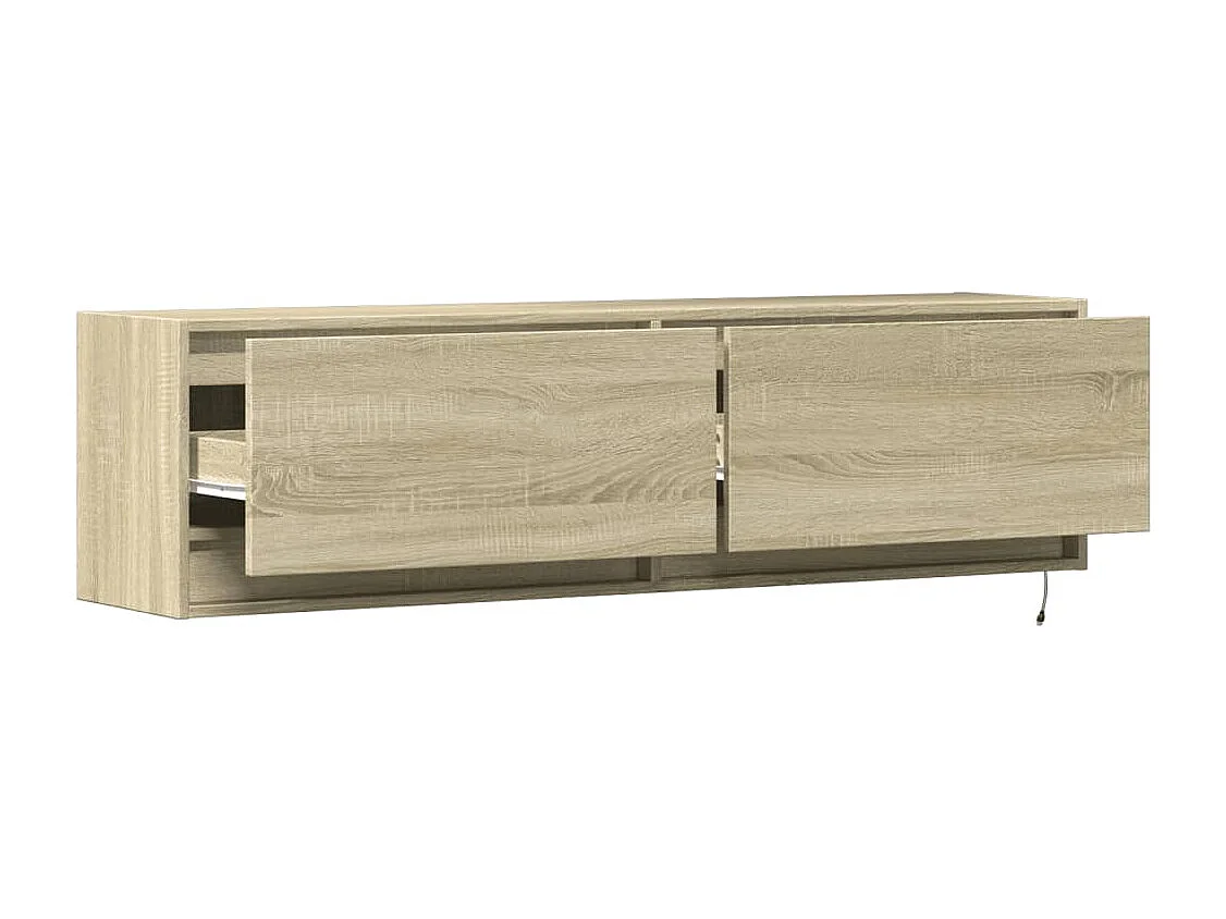 Mueble de TV de pared con luces LED roble Sonoma 140x31x38 cm