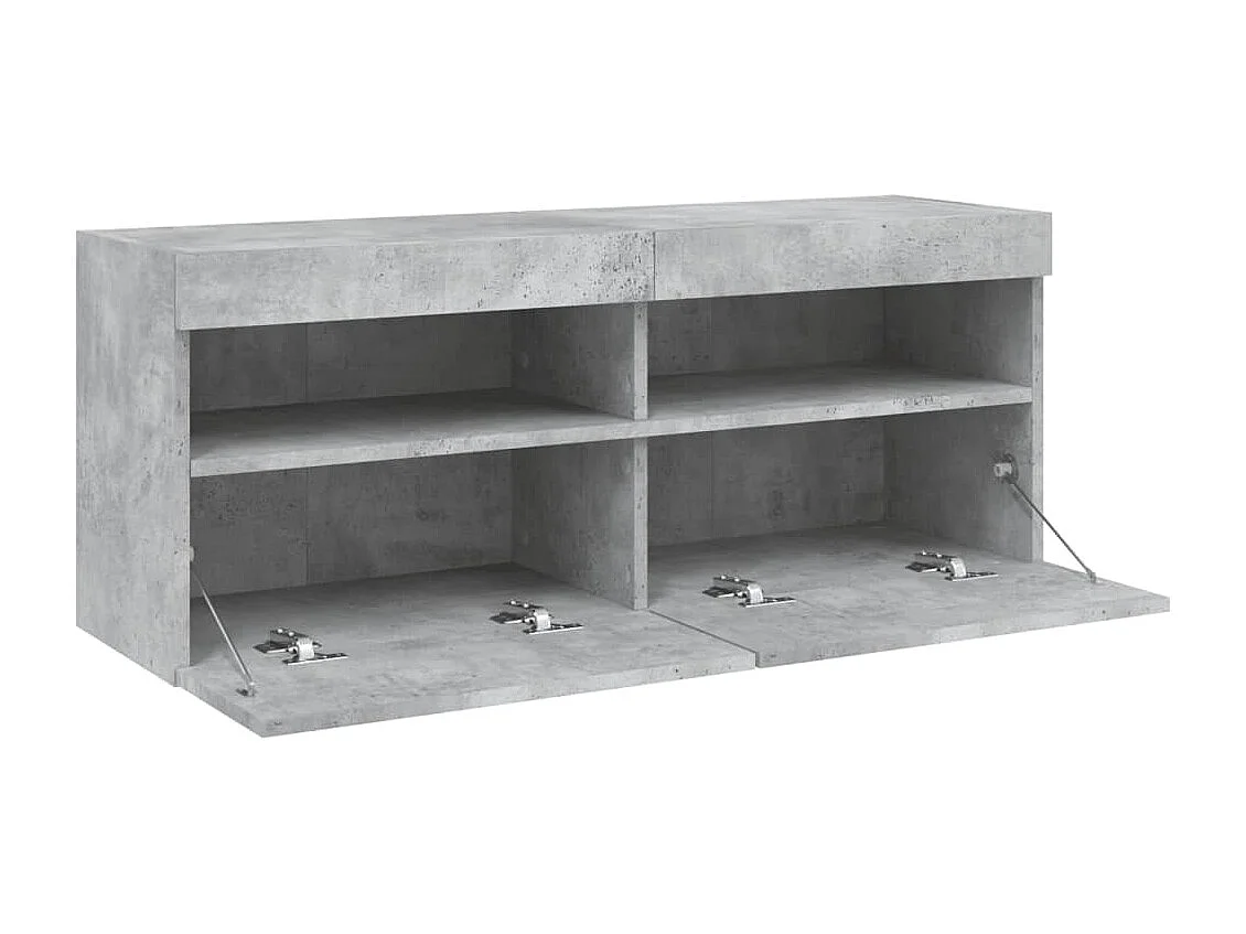 Mobile TV a Parete con Luci LED Grigio Cemento 100x30x40 cm