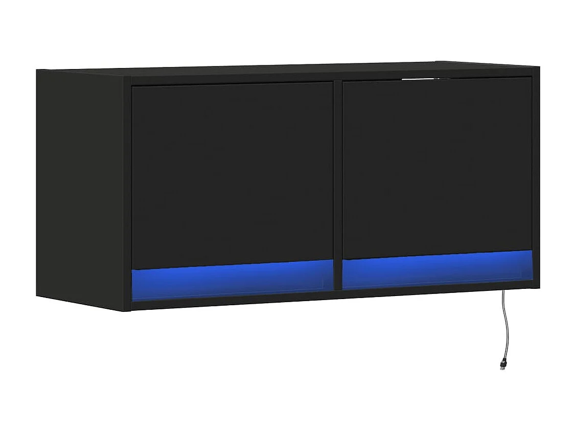 Móvel de parede para TV com luzes LED 80x31x35 cm preto