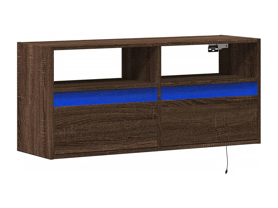 Mobile TV a Parete con Luci LED Rovere Marrone 100x31x45 cm
