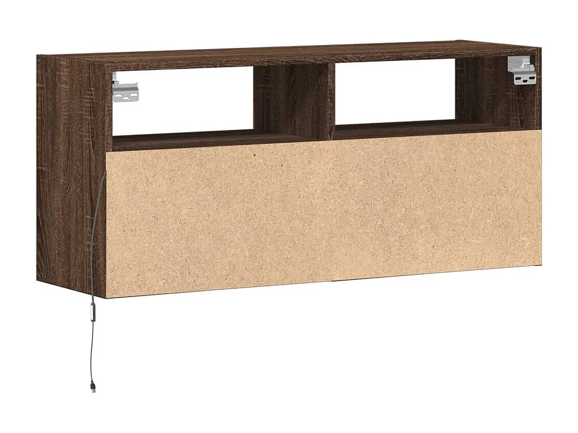 Móvel de parede p/ TV luzes LED 100x31x45 cm carvalho castanho