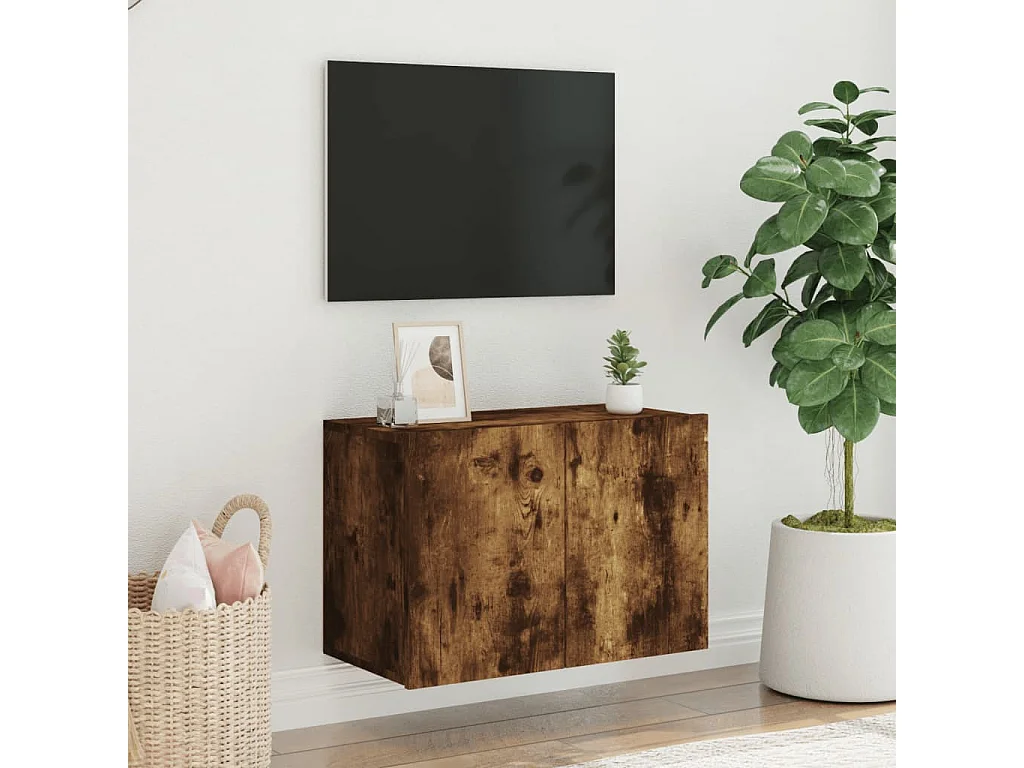 Meuble TV mural chêne fumé 60x30x41 cm
