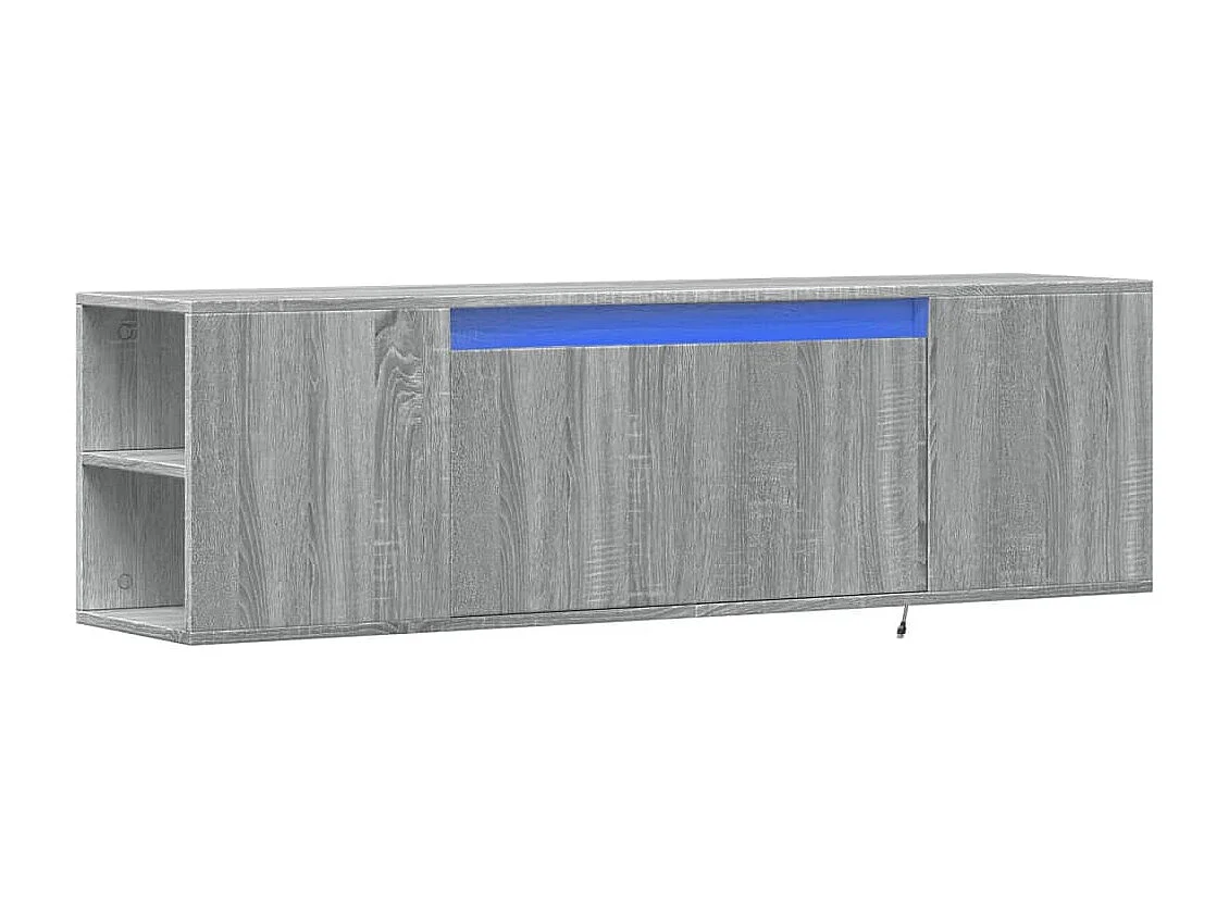 Mobile TV a Parete con Luci LED Grigio Sonoma 135x31x39,5 cm