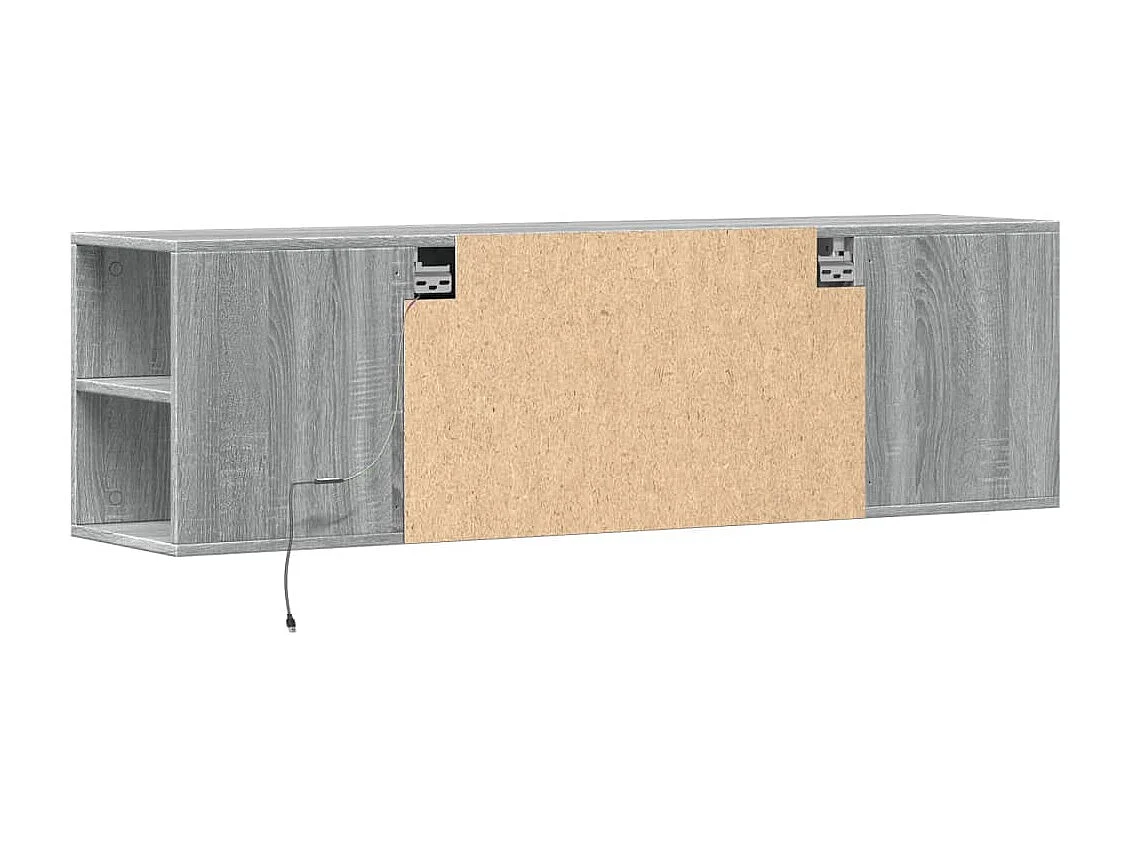 Meuble TV mural avec lumières LED sonoma gris 135x31x39,5 cm