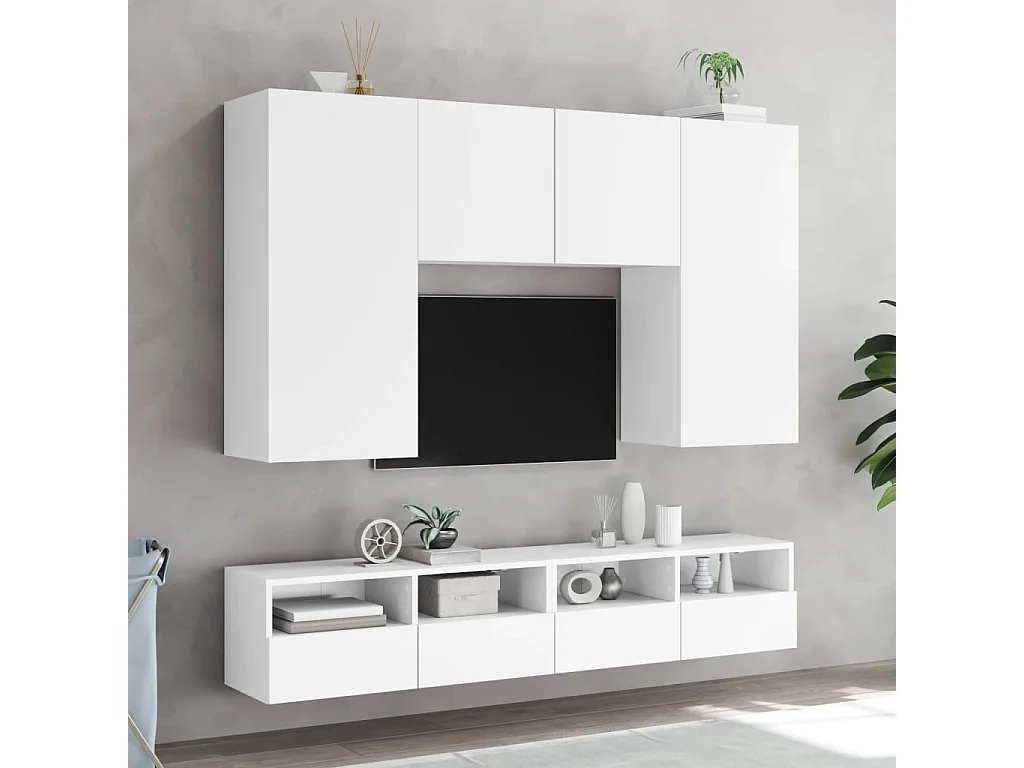 Mueble de pared para TV madera de ingeniería blanco 80x30x30 cm
