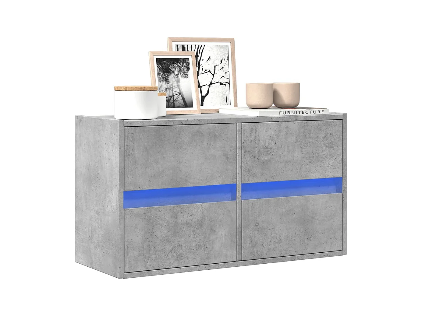 Meuble TV mural avec lumières LED gris béton 80x31x45 cm