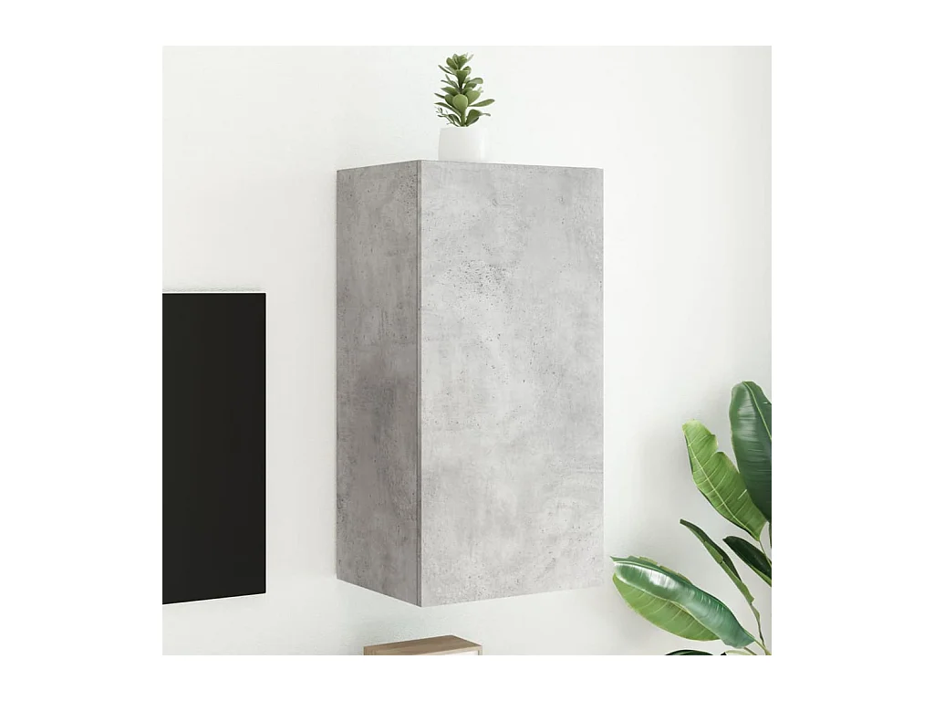 Mobile TV a Parete con Luci LED Grigio Cemento 40,5x35x80 cm