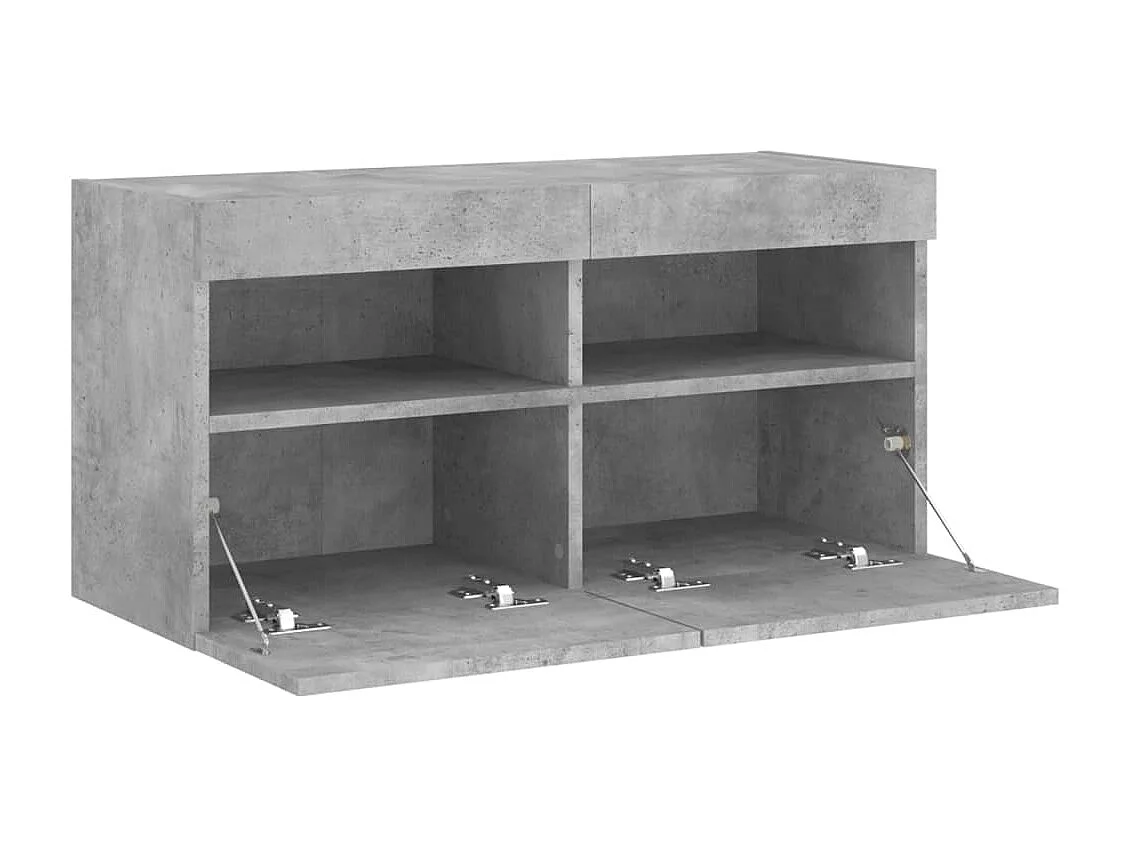 Mobile TV a Parete con Luci LED Grigio Cemento 80x30x40 cm