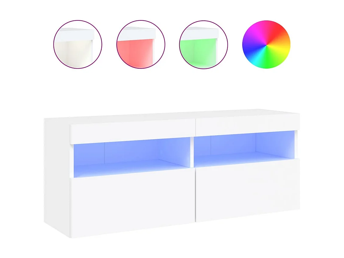 Mobile TV a Parete con Luci LED Bianco 100x30x40 cm
