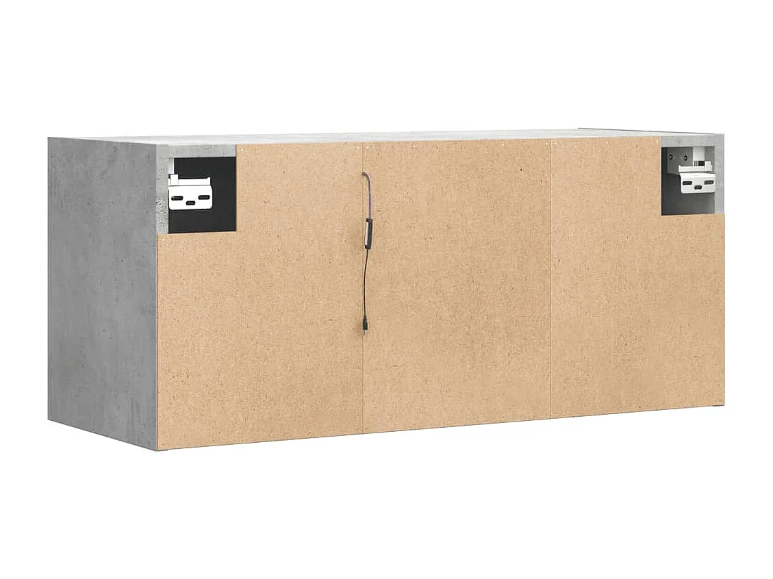 Mobile TV a Parete con Luci LED Grigio Cemento 80x31x35 cm