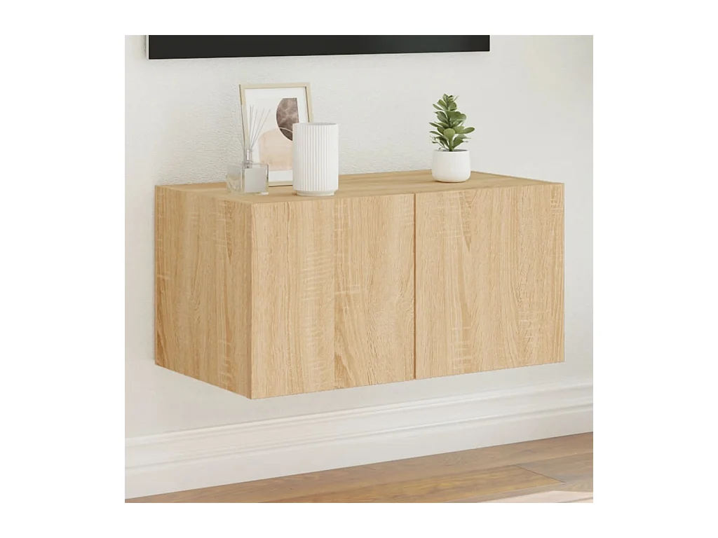 Tv-wandmeubel met LED-verlichting 60x35x31 cm sonoma eikenkleur