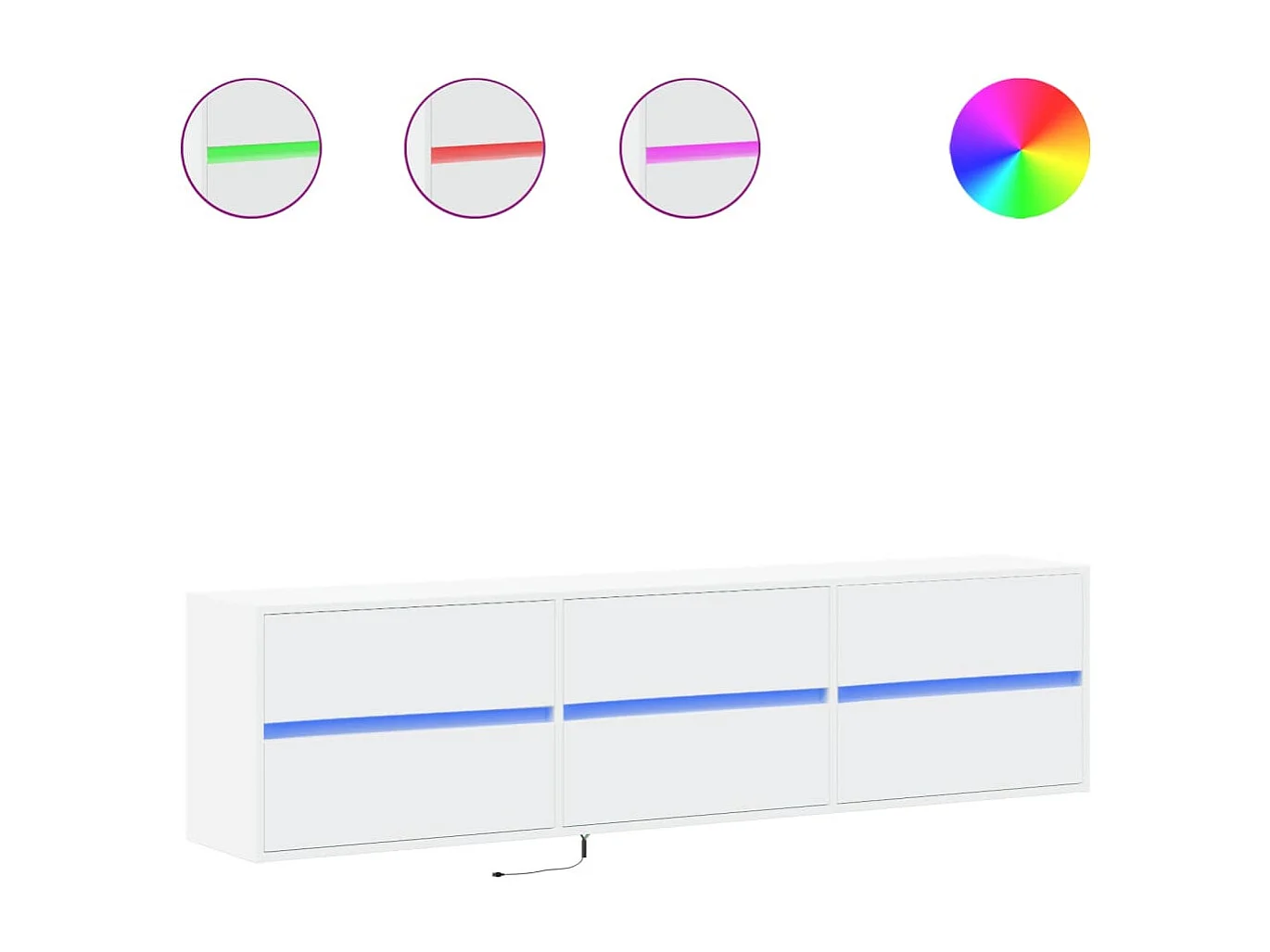 Mobile TV a Parete con LED Bianco 180x31x45 cm