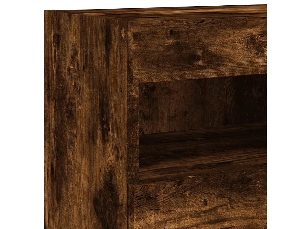 Meuble TV mural avec lumières LED chêne fumé 40x30x40 cm