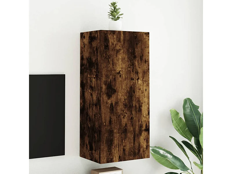 Meuble TV mural chêne fumé 40,5x30x90 cm bois d'ingénierie