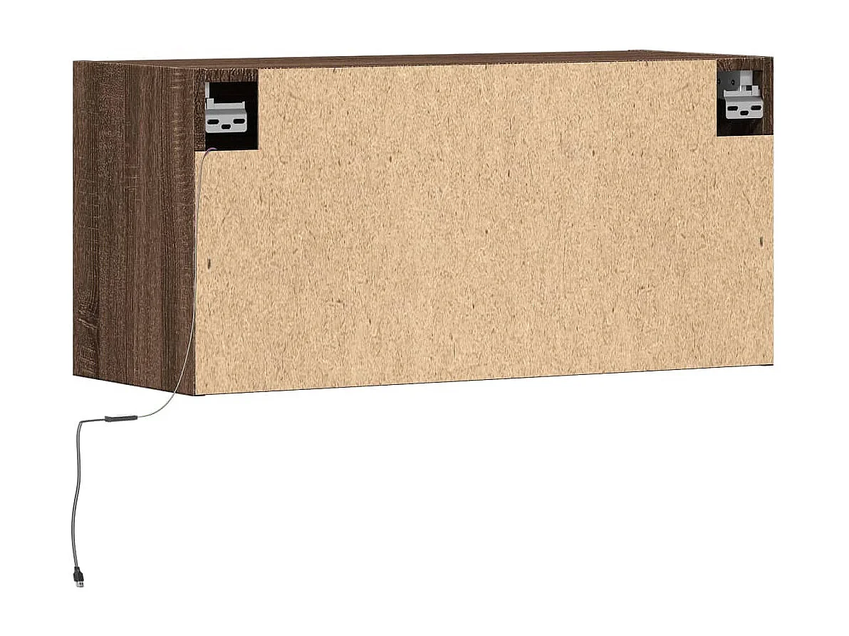 Meuble TV mural avec lumières LED chêne marron 80x31x35 cm