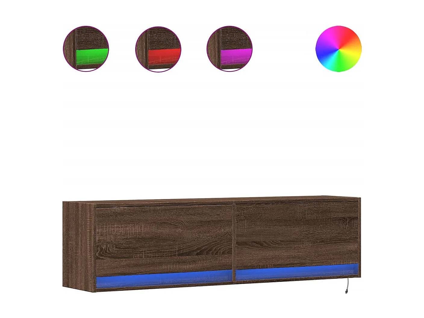 Meuble TV mural avec lumières LED chêne marron 140x31x38 cm