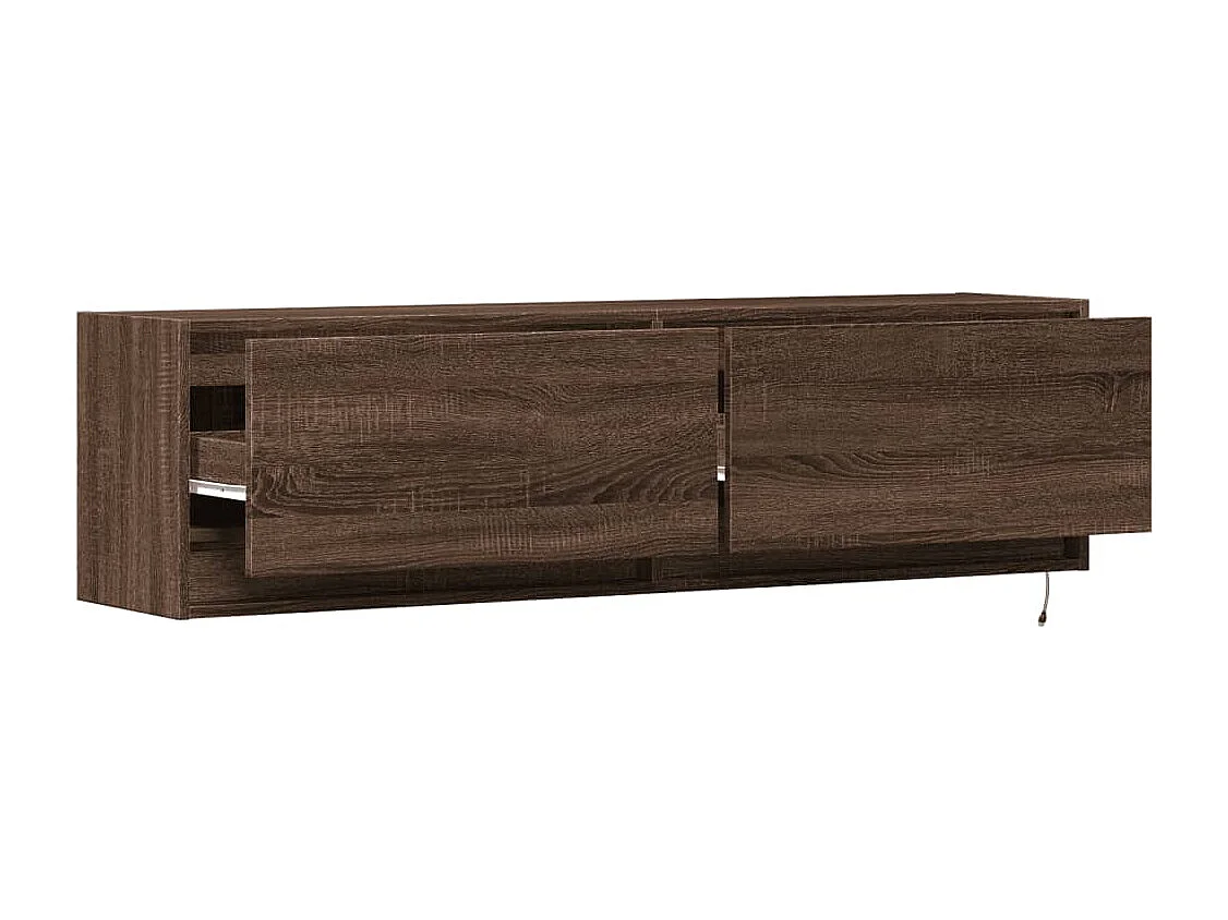 Mobile TV a Parete con Luci LED Rovere Marrone 140x31x38 cm