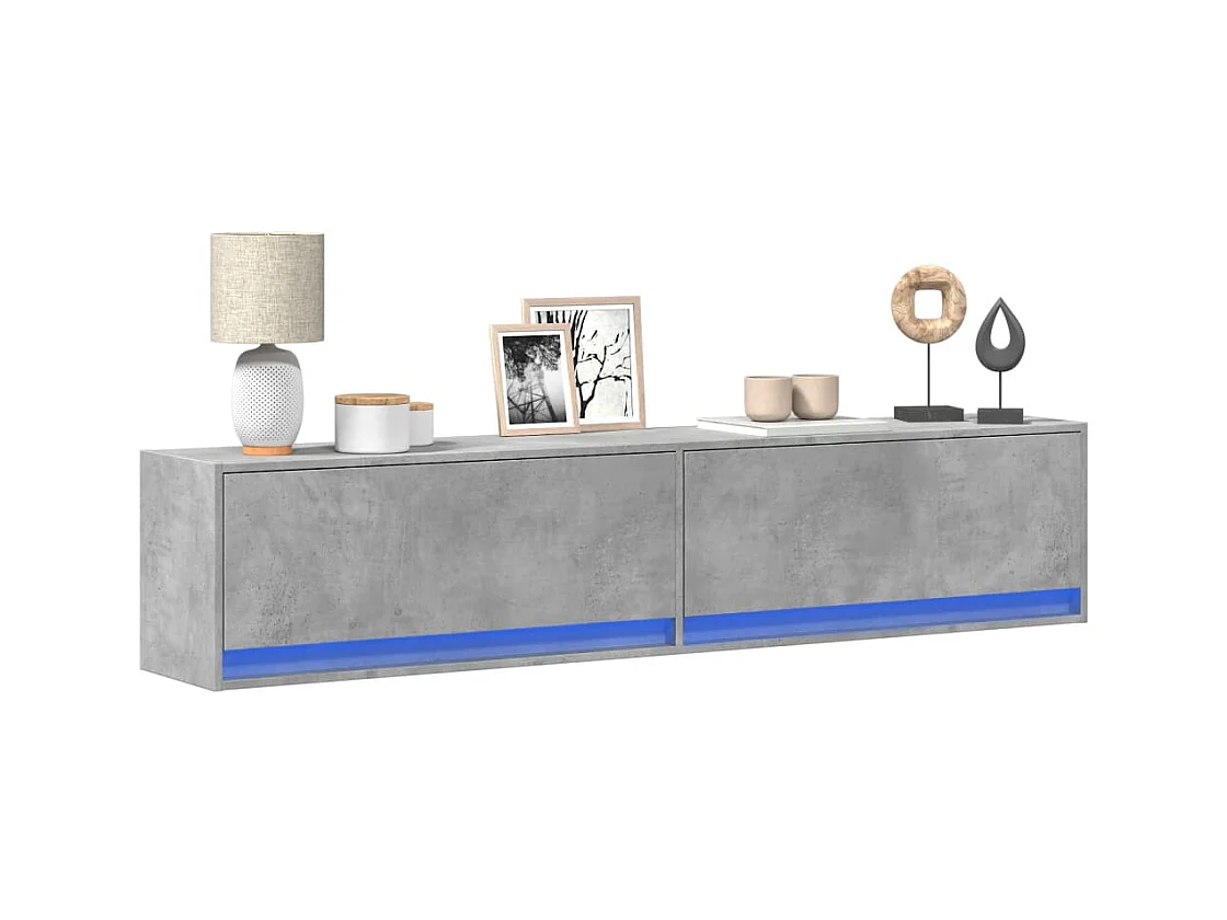 Tv-wandmeubel met LED-verlichting 180x31x38 cm betongrijs