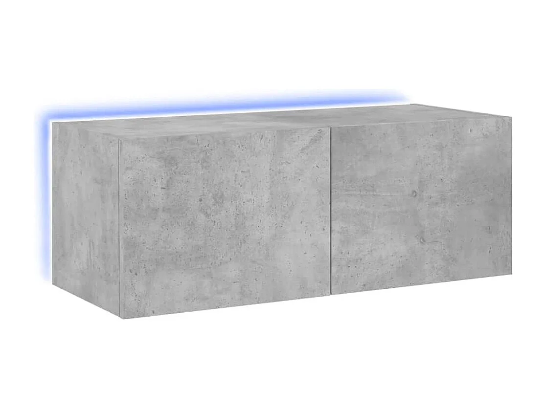 Mobile TV a Parete con Luci LED Grigio Cemento 80x35x31 cm