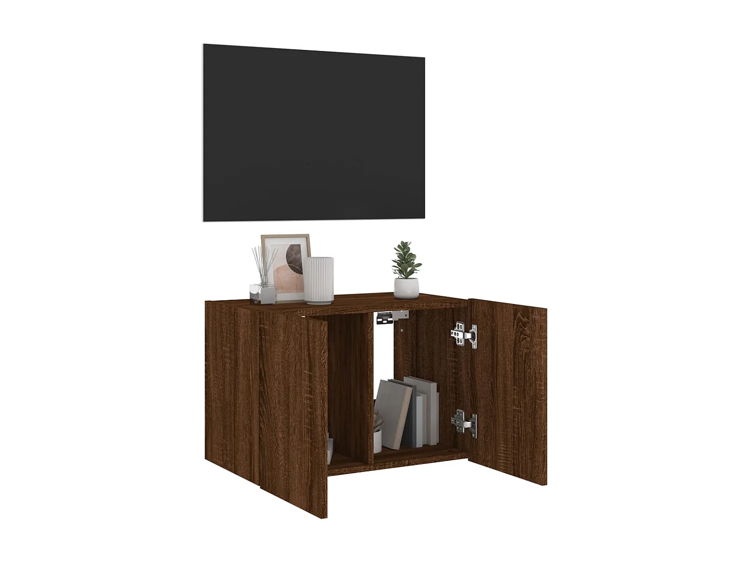 TV-Wandschrank mit LED-Leuchten Braun Eichen-Optik 60x35x41 cm