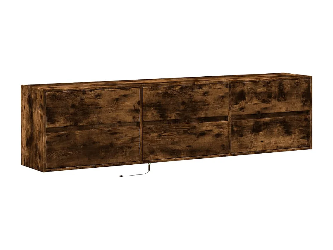 Mobile TV a Parete con LED Rovere Fumo 180x31x45 cm