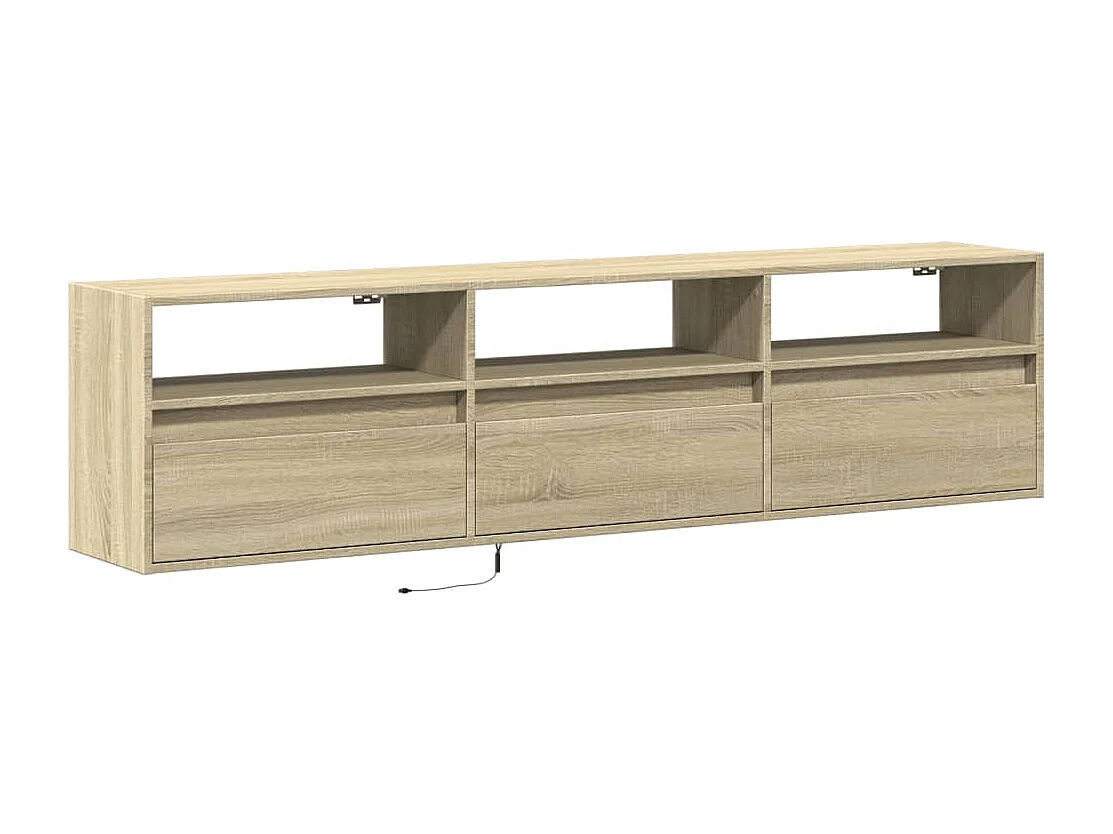 Mobile TV a Parete con LED Rovere Sonoma 180x31x45 cm