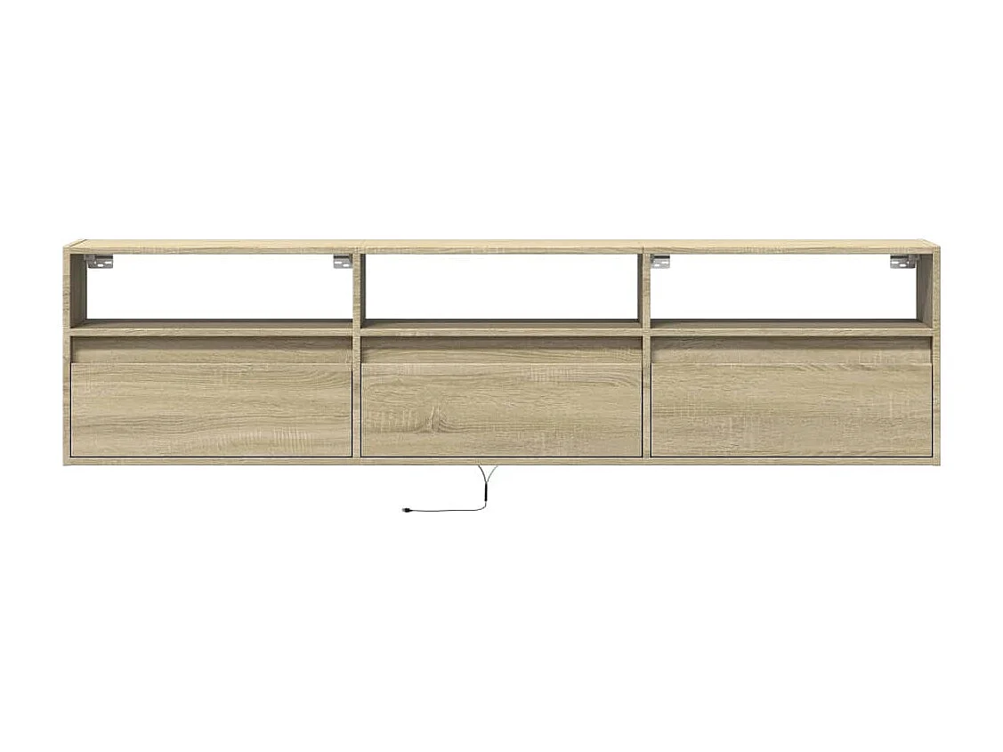 Mobile TV a Parete con LED Rovere Sonoma 180x31x45 cm