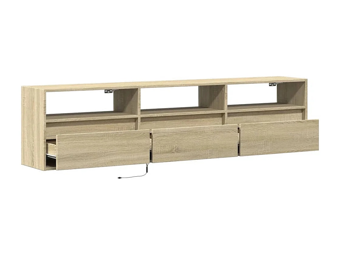 Mobile TV a Parete con LED Rovere Sonoma 180x31x45 cm
