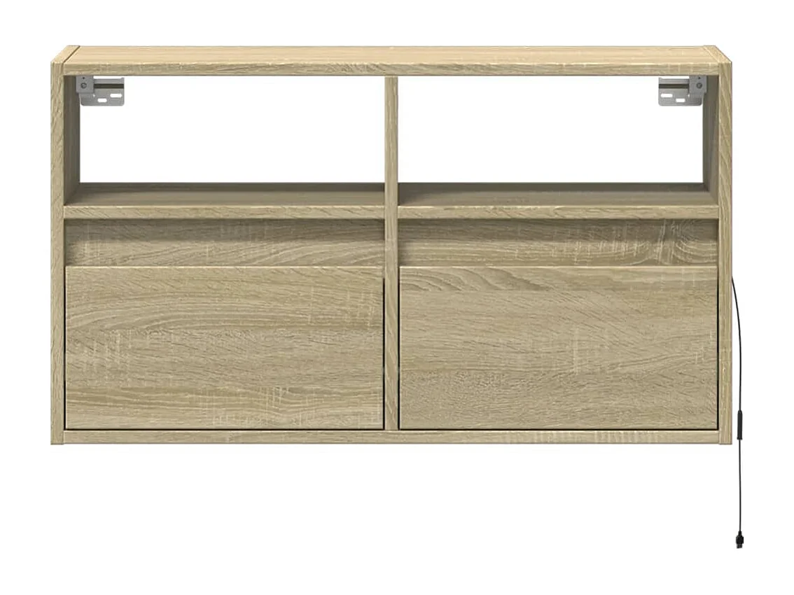Mobile TV a Parete con Luci LED Rovere Sonoma 80x31x45 cm