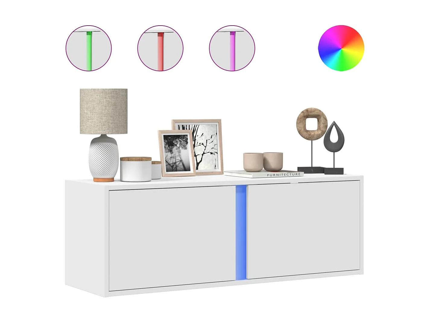 Móvel de parede para TV com luzes LED 100x31x35 cm branco