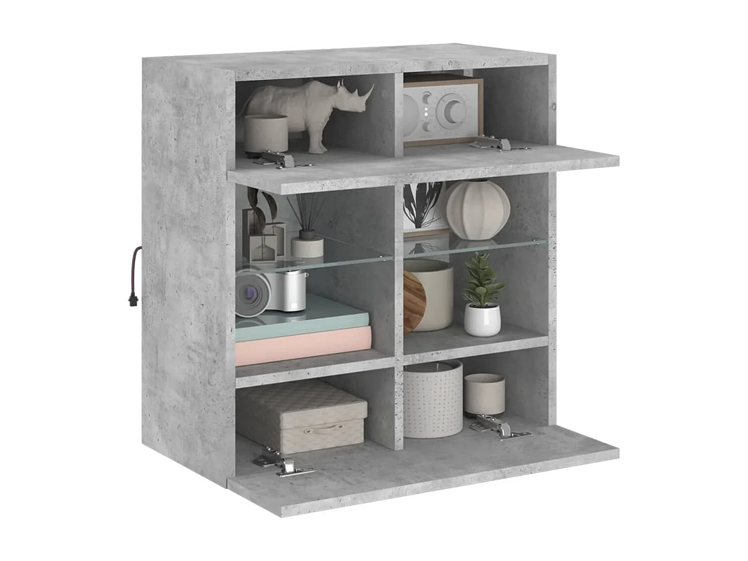 Mueble TV de pared con luces LED gris hormigón 58,5x30x60,5 cm