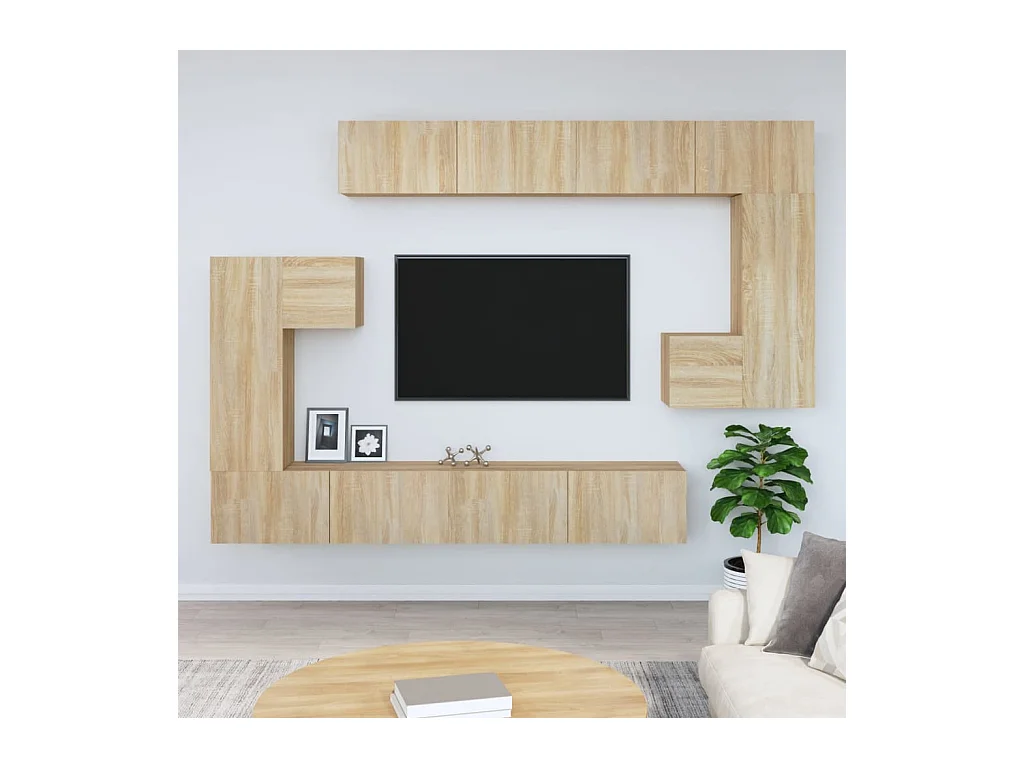 Mobile Porta TV a Parete Rovere Sonoma in Legno Multistrato