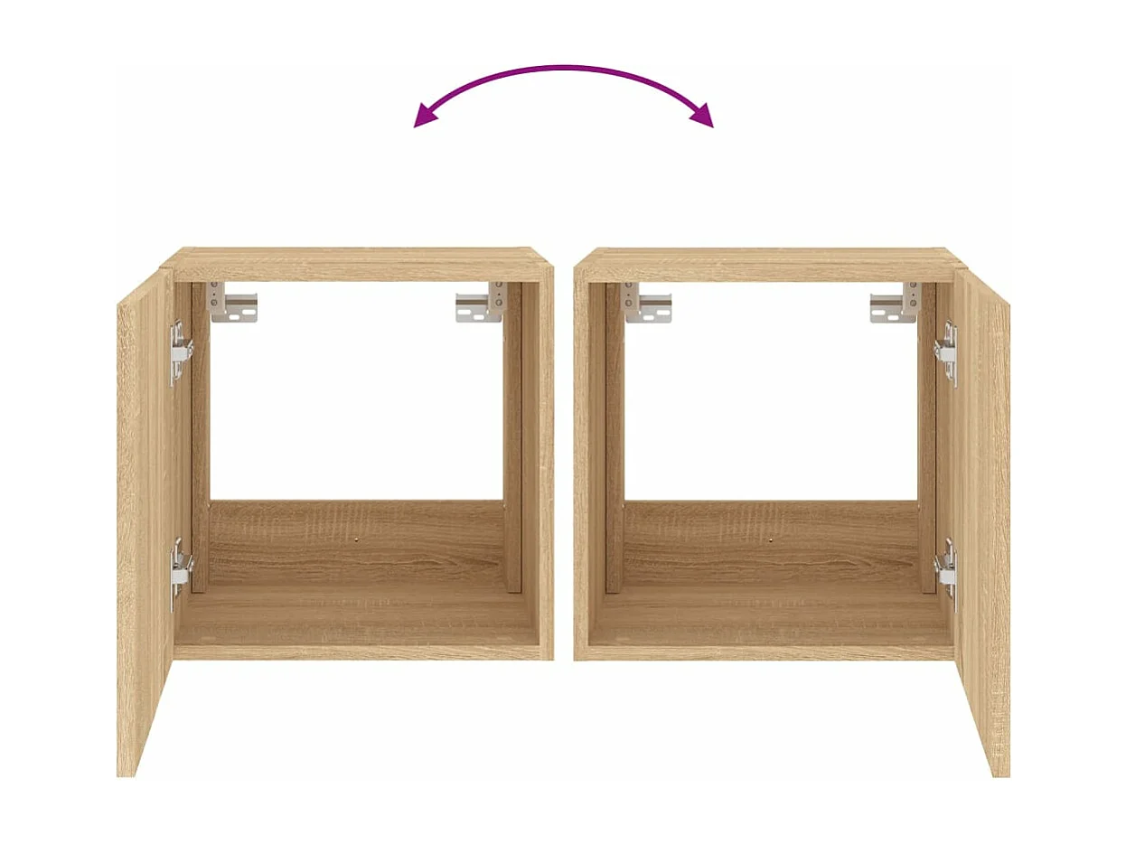 Meuble TV mural avec lumières LED chêne sonoma 40,5x35x40 cm