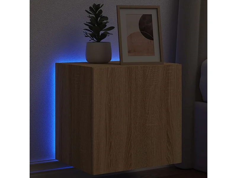 Meuble TV mural avec lumières LED chêne sonoma 40,5x35x40 cm
