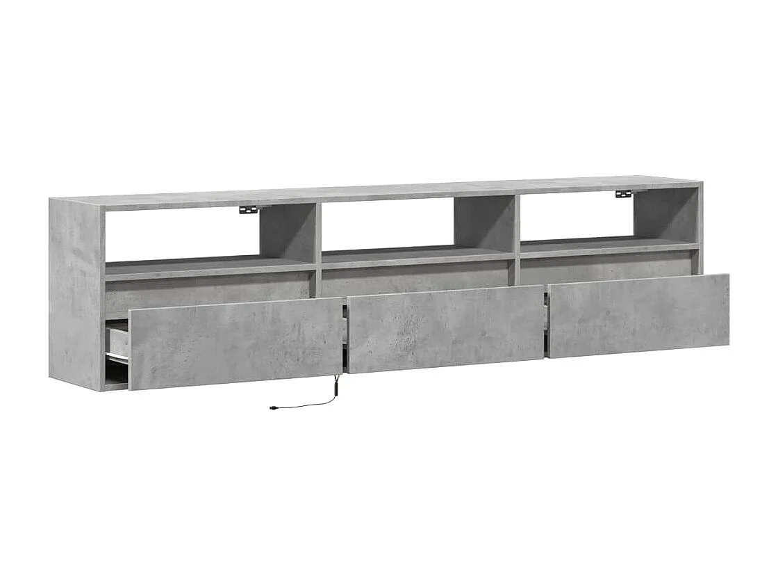 Mueble de TV de pared con LED gris hormigón 180x31x45 cm