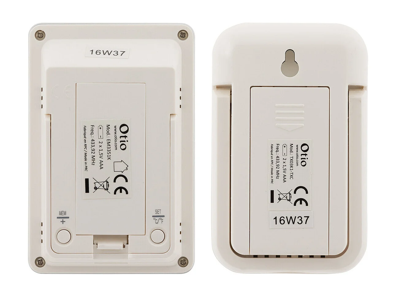 Thermomètre intérieur/extérieur avec capteur sans fil - Blanc - Otio