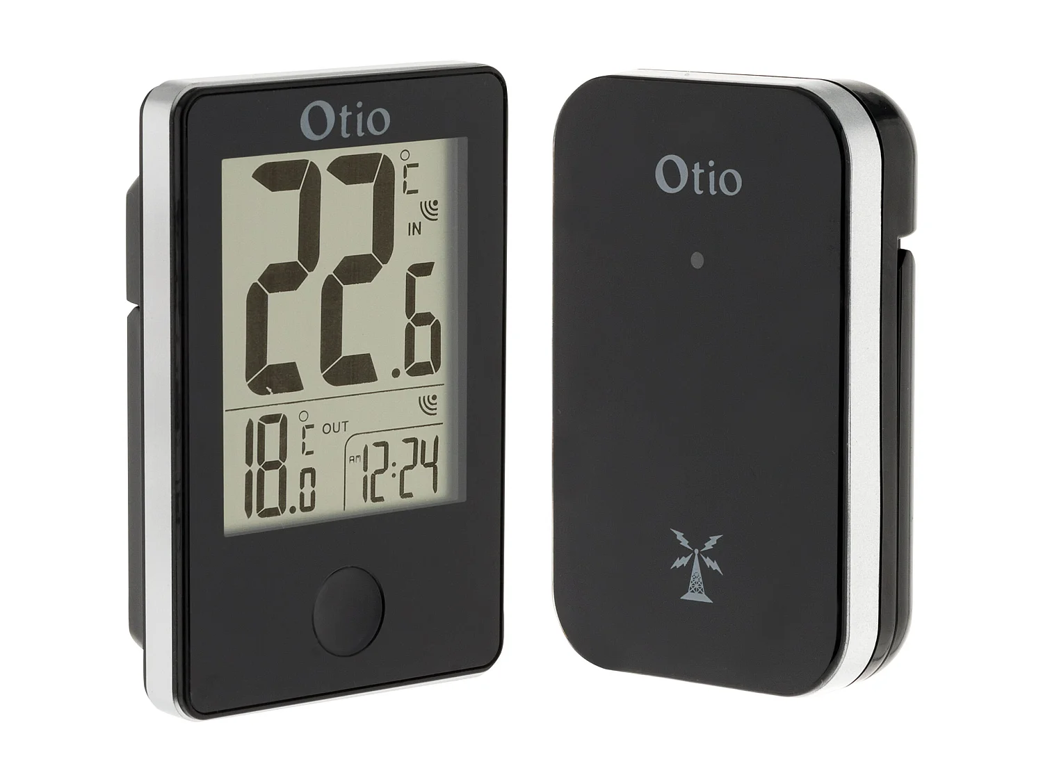 Thermomètre intérieur/extérieur avec capteur sans fil - Noir - Otio