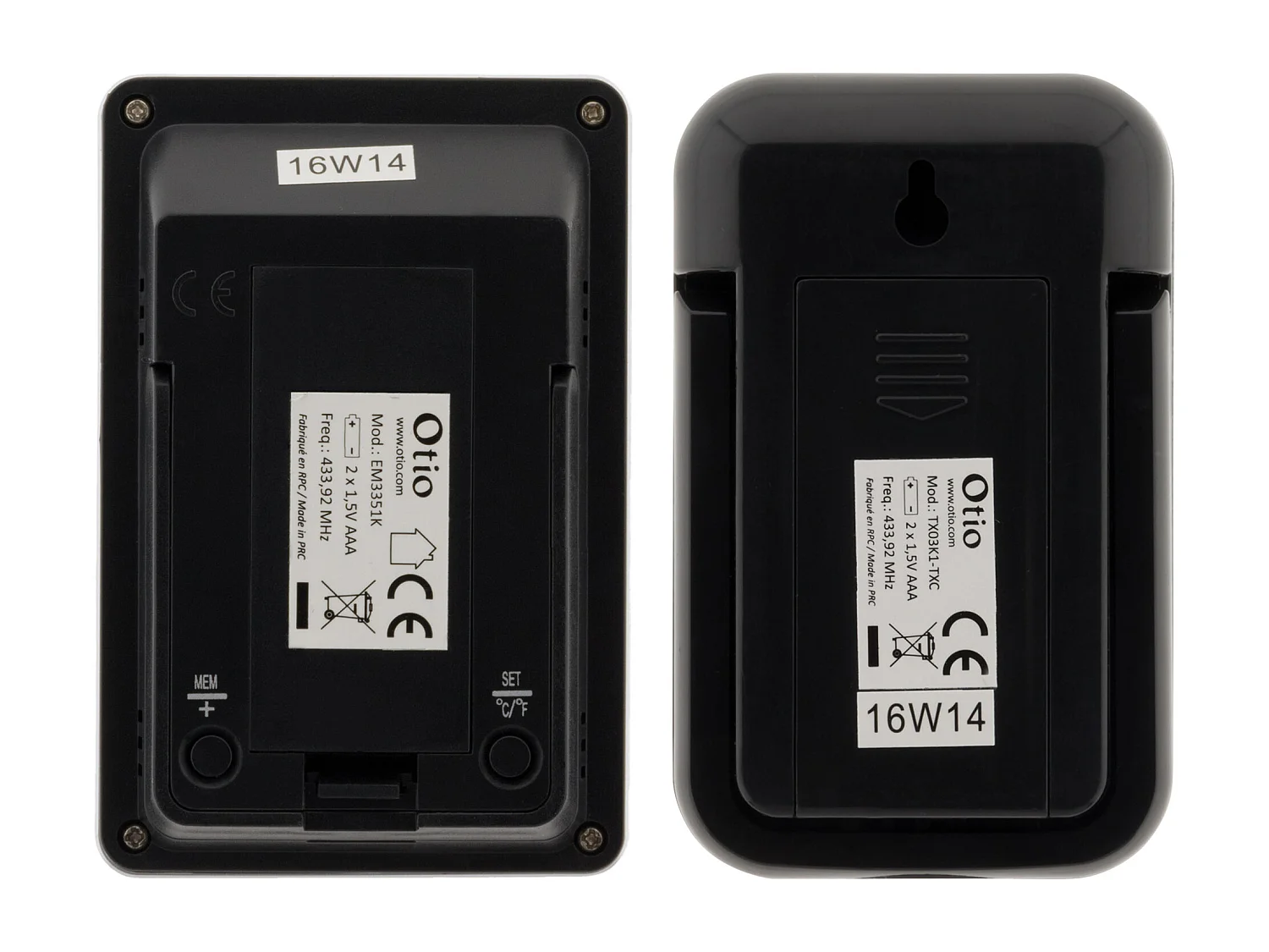 Thermomètre intérieur/extérieur avec capteur sans fil - Noir - Otio