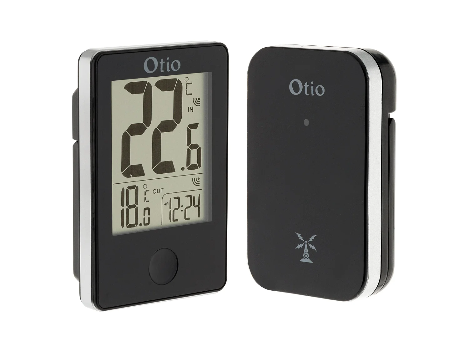 Thermomètre intérieur/extérieur avec capteur sans fil - noir - Otio