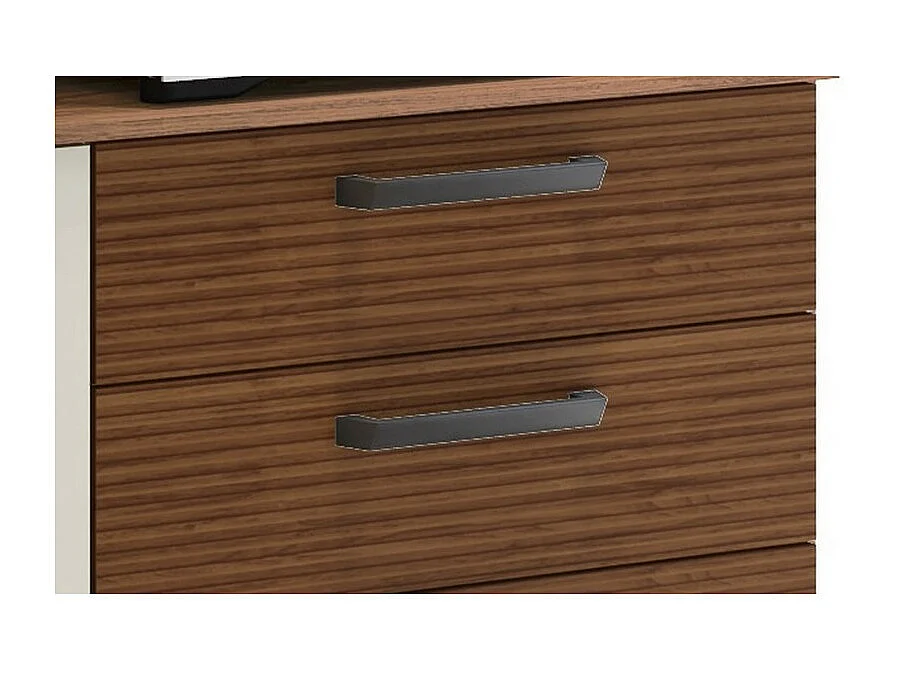 Buffet de Cuisine 6 Portes 2 Tiroirs Noyer et Blanc Ecru L 180.2 H 198 P 38.8 cm