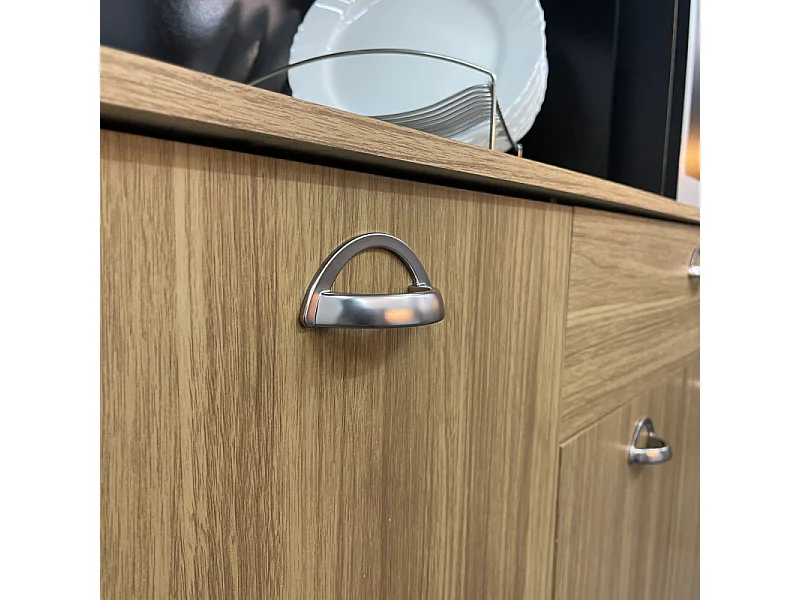 Buffet de Cuisine 8 Portes 1 Tiroir 10 NIches Chêne et Noir L 182.8 H 205 P 39.3 cm