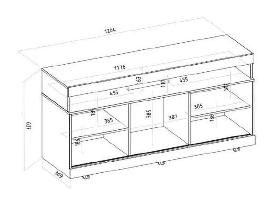 Meuble TV 50 Pouces Noyer et Ecru 8 Niches 1 Porte L 120.4 H 63.7 P 36.9 cm