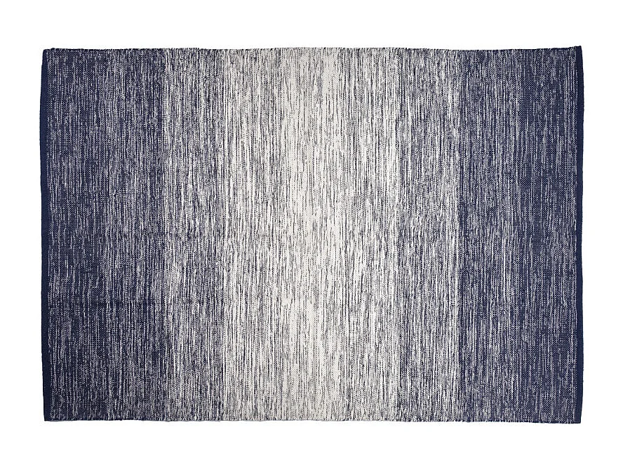 Tapis 140 x 200 cm coton brodé avec dégradé de bleu vieilli – SAPHIR