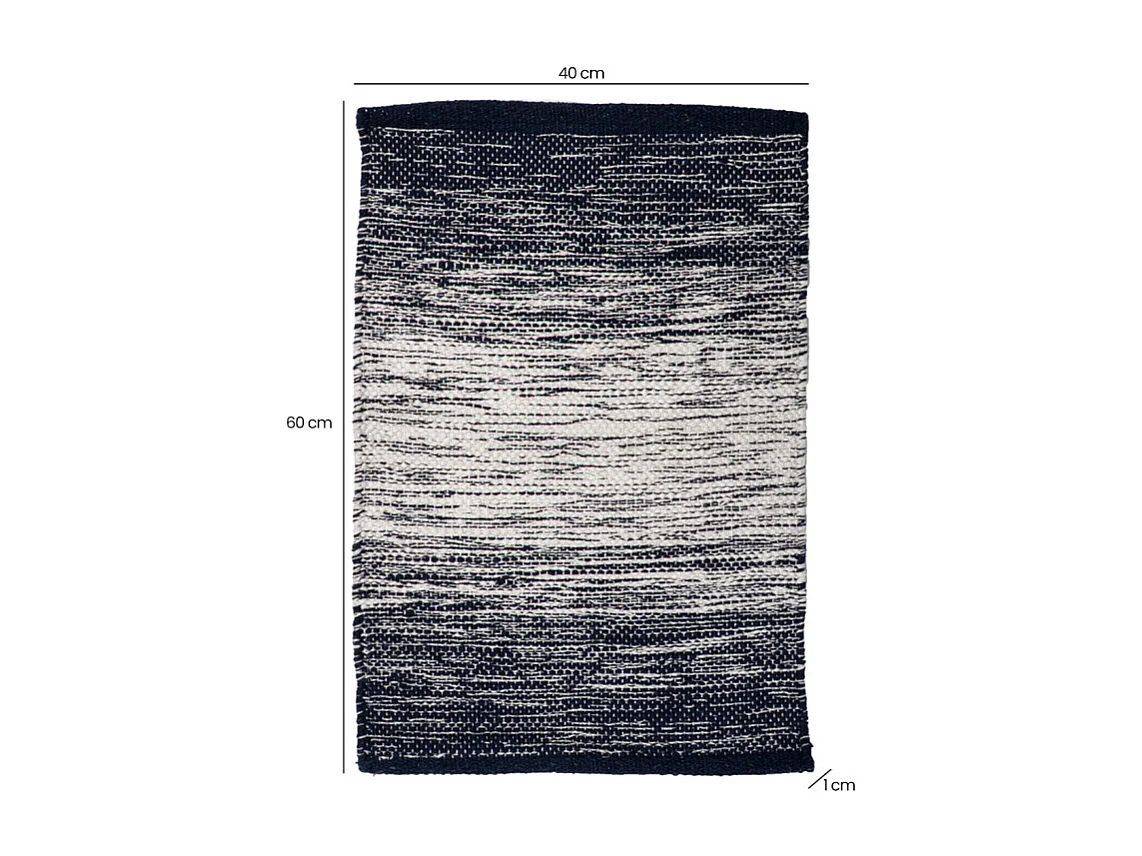 Tapis 40 x 60 cm en coton brodé avec dégradé de bleu vieilli – SAPHIR