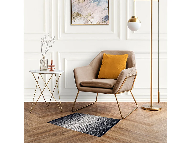 Tapis 40 x 60 cm en coton brodé avec dégradé de bleu vieilli – SAPHIR