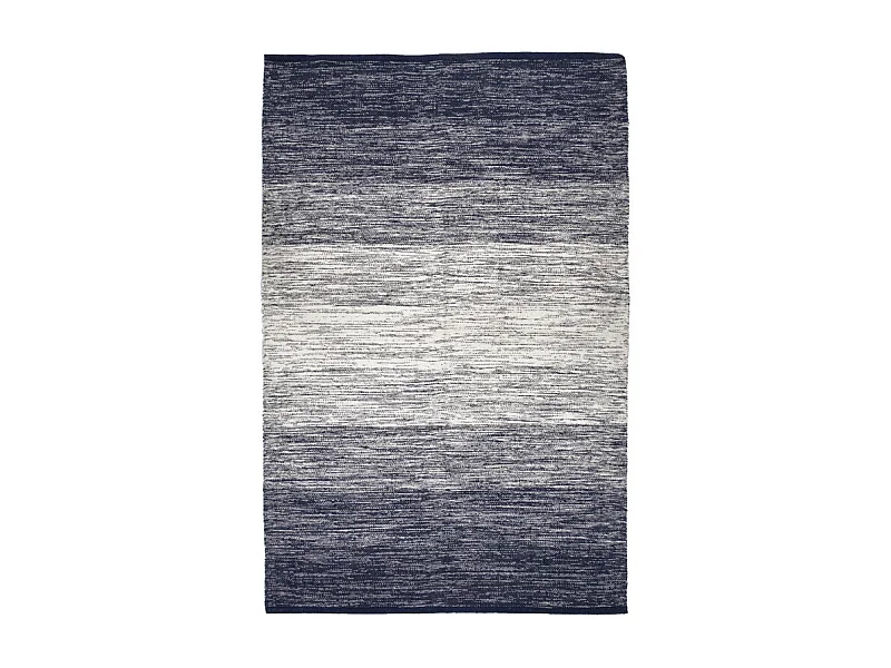 Tapis 120 x 180 cm coton brodé avec dégradé de bleu vieilli – SAPHIR