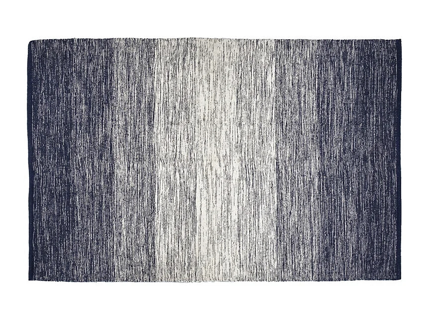 Tapis 120 x 180 cm coton brodé avec dégradé de bleu vieilli – SAPHIR