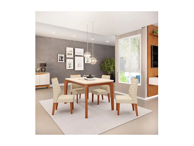 Table à Manger 4-6 Personnes Chêne et Blanc Dessus Verre L 136 H 80 P 90 cm