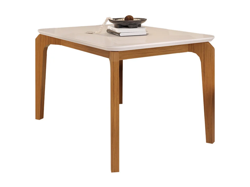 Table à Manger 4-6 Personnes Chêne et Blanc Dessus Verre L 136 H 80 P 90 cm