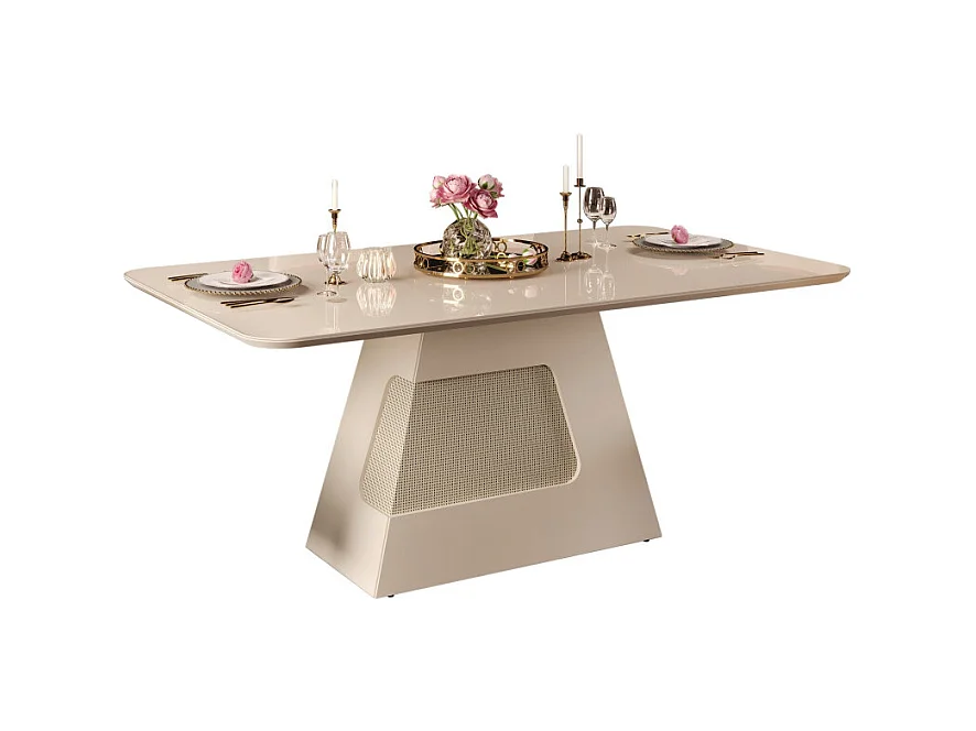 Table à Manger 6 Personnes Rectangle Blanc Ecru 180 x 80 x 90 cm